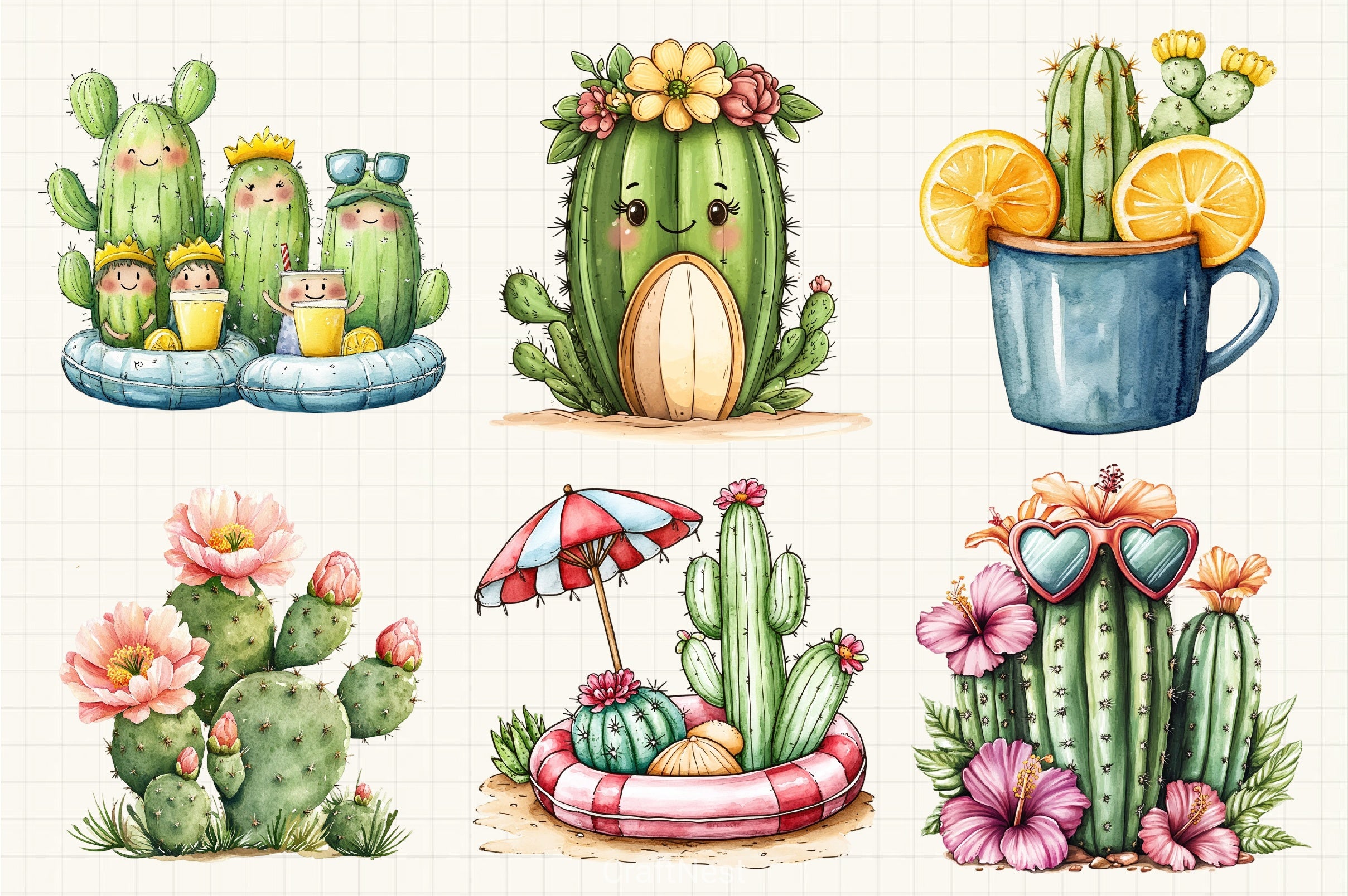 Summer Cactus Clipart Bundle 2 - CraftNest - Digital Crafting and Art