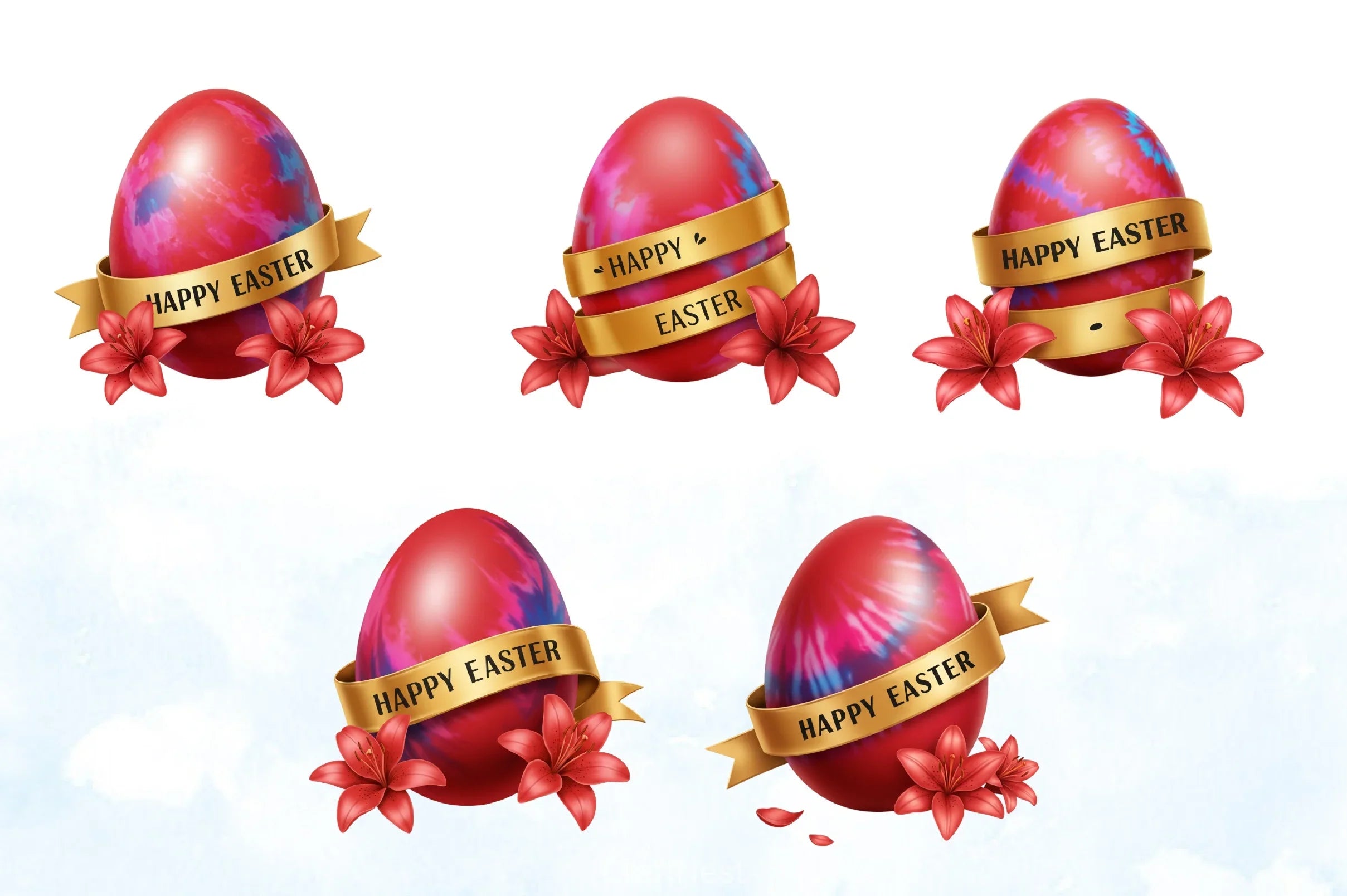 Easter Egg Ribbon Lilies Clipart Bundle 3 - CraftNest - Digital Crafting and Art