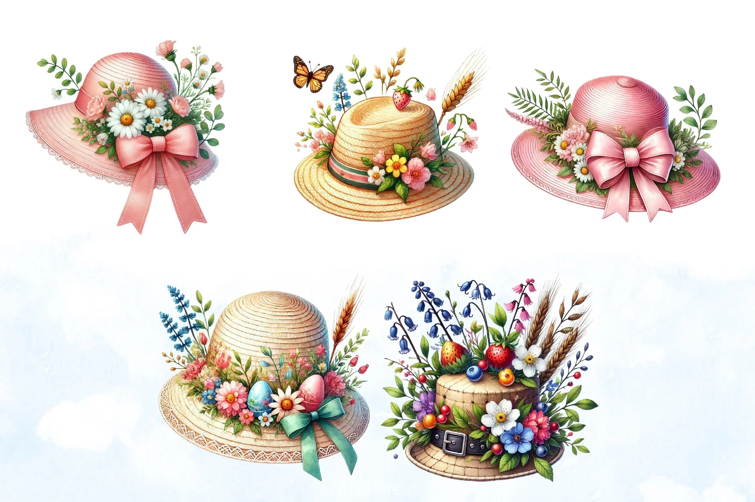 Spring Hat. Sign Spring Hat Clipart Bundle