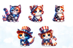 4th of July Cat Clipart Bundle - CraftNest - Digital Crafting and Art
