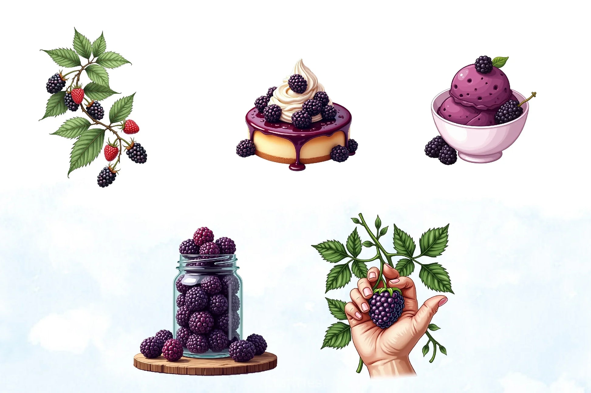 Blackberries Clipart Bundle - CraftNest - Digital Crafting and Art