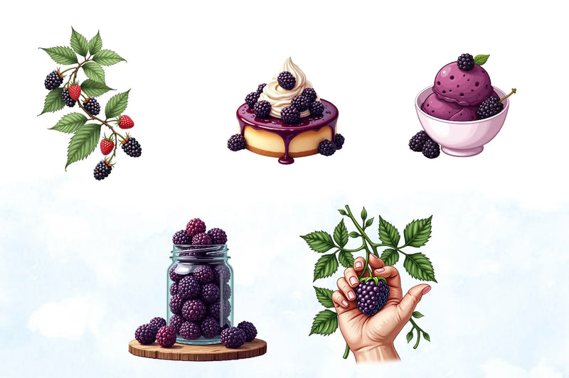 Blackberries Clipart Bundle - CraftNest - Digital Crafting and Art