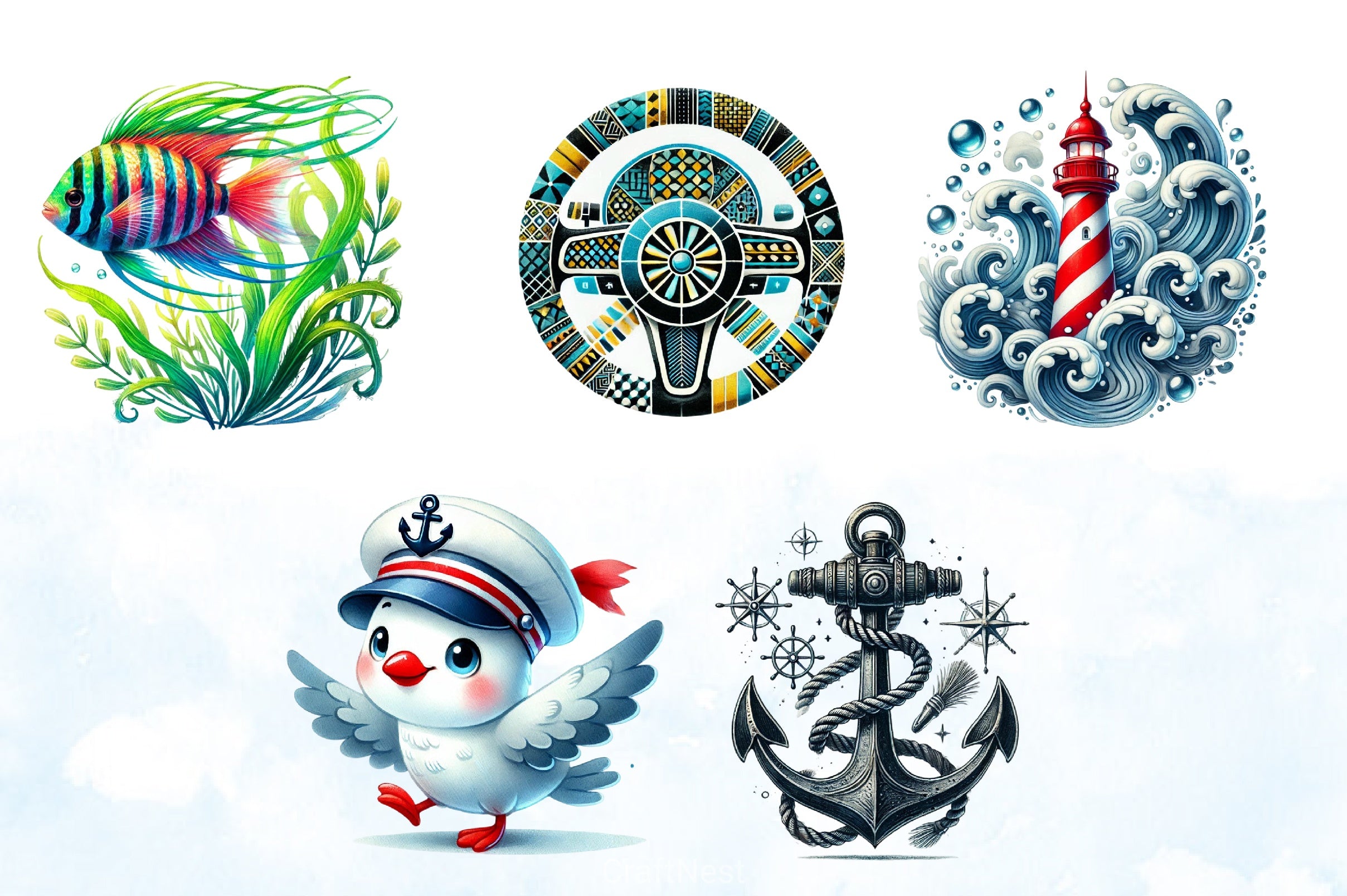 Nautical Clipart Bundle - CraftNest - Digital Crafting and Art