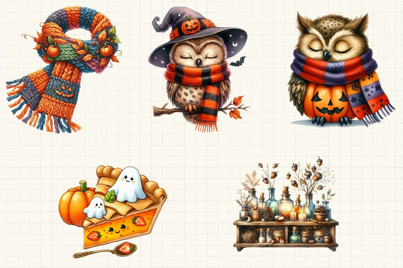 Cozy Halloween Clipart Bundle 2 - CraftNest - Digital Crafting and Art