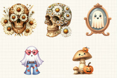 Beige Retro Halloween Clipart Bundle - CraftNest - Digital Crafting and Art