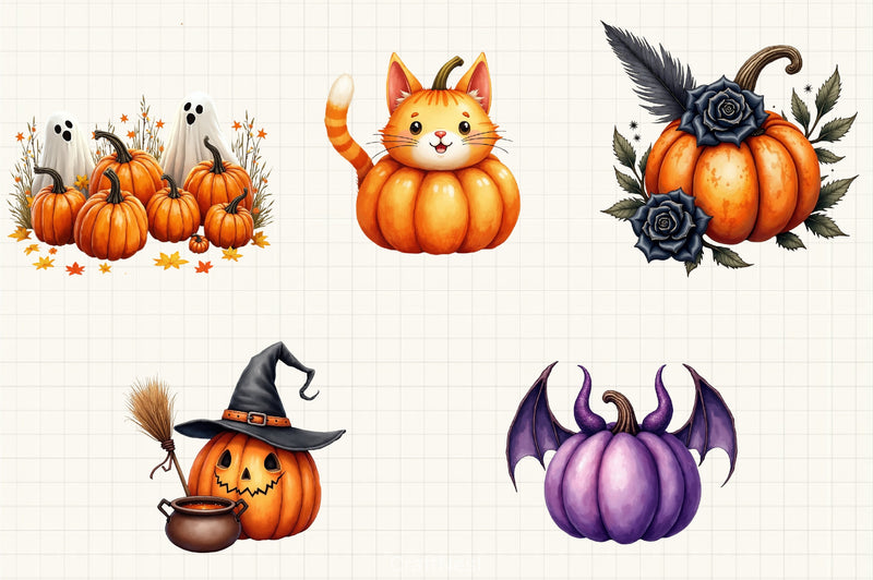 Halloween Pumpkin Clipart Bundle 3 - CraftNest - Digital Crafting and Art