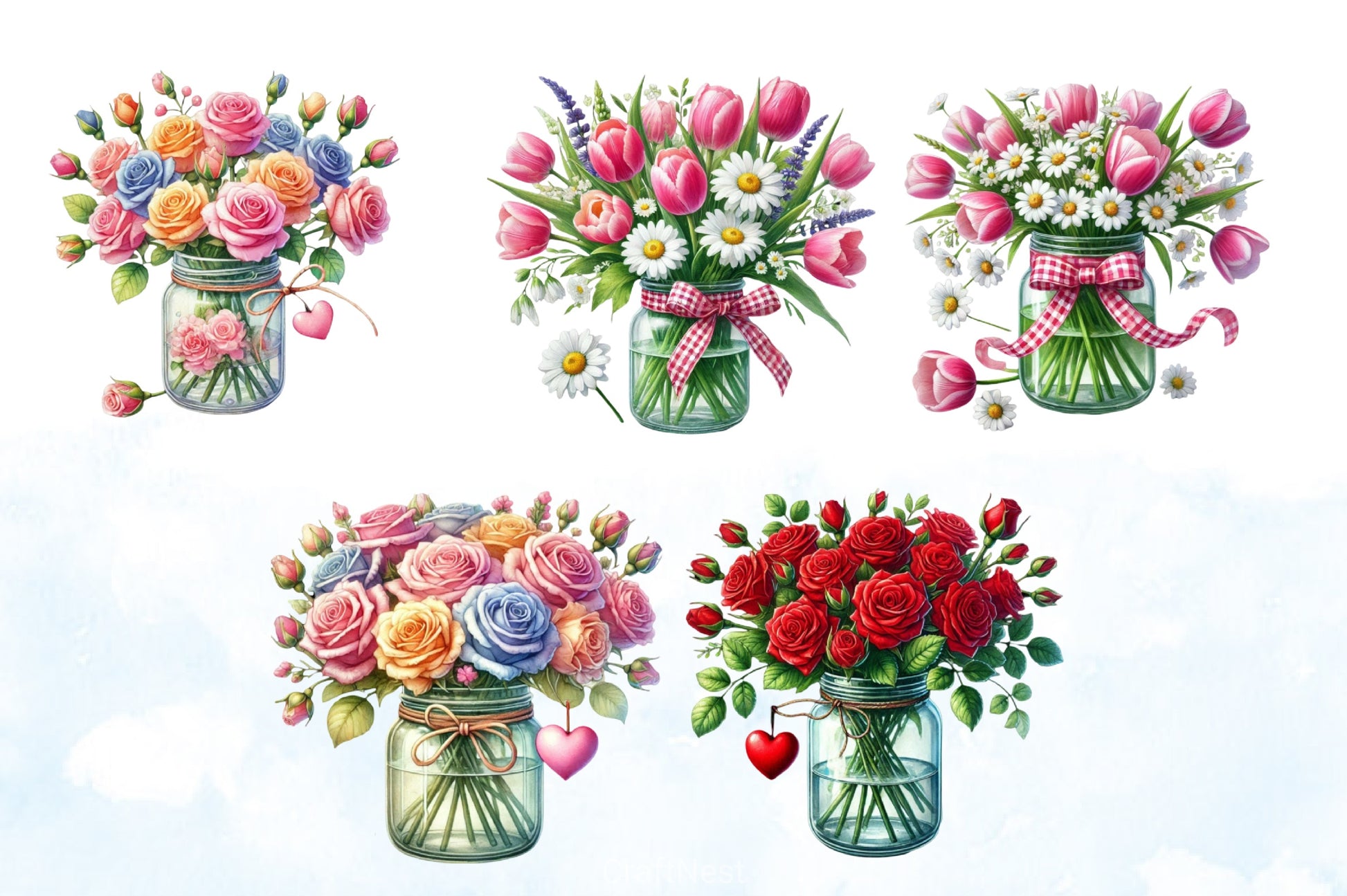 Spring Mason Jars Clipart Bundle - CraftNest - Digital Crafting and Art