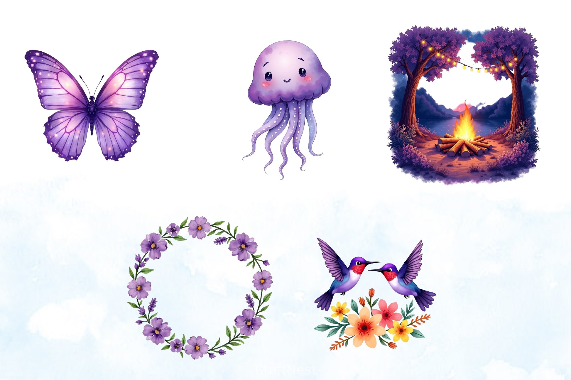 Purple Summer Clipart Bundle 7 - CraftNest - Digital Crafting and Art
