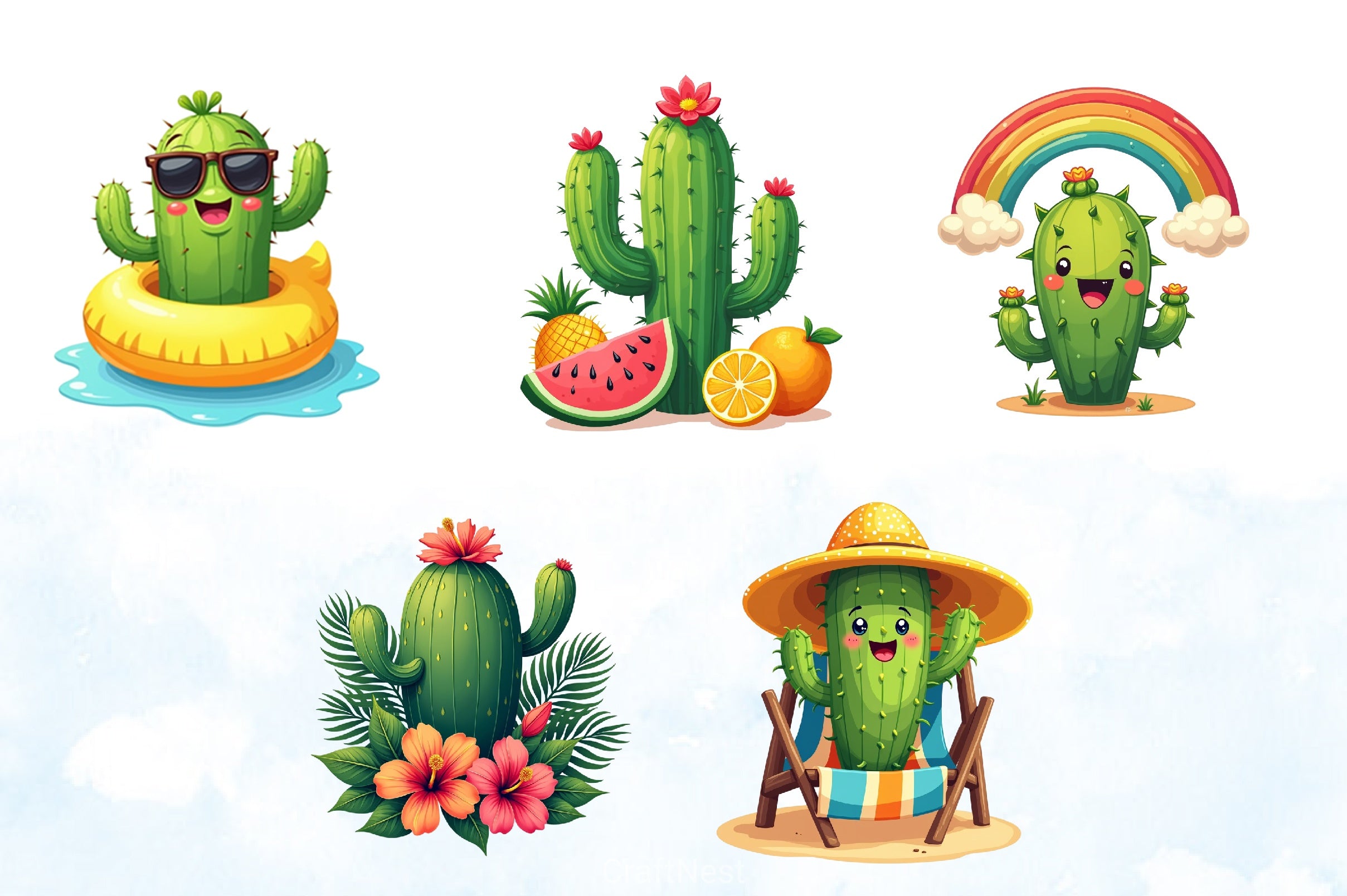 Summer Cactus Clipart Bundle 4 - CraftNest - Digital Crafting and Art