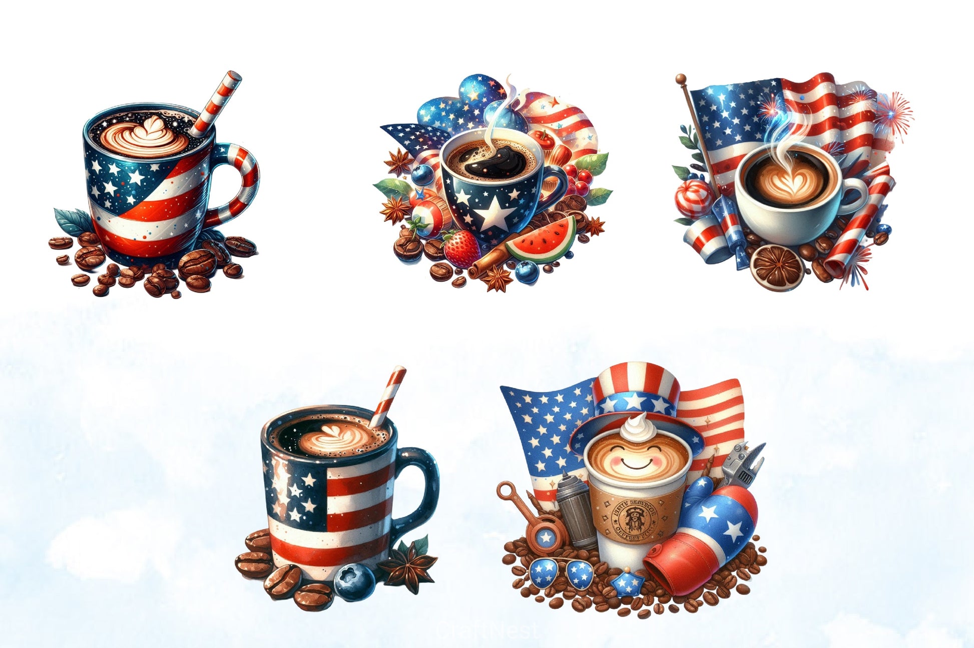 4th of July Coffee Clipart Bundle - CraftNest - Digital Crafting and Art