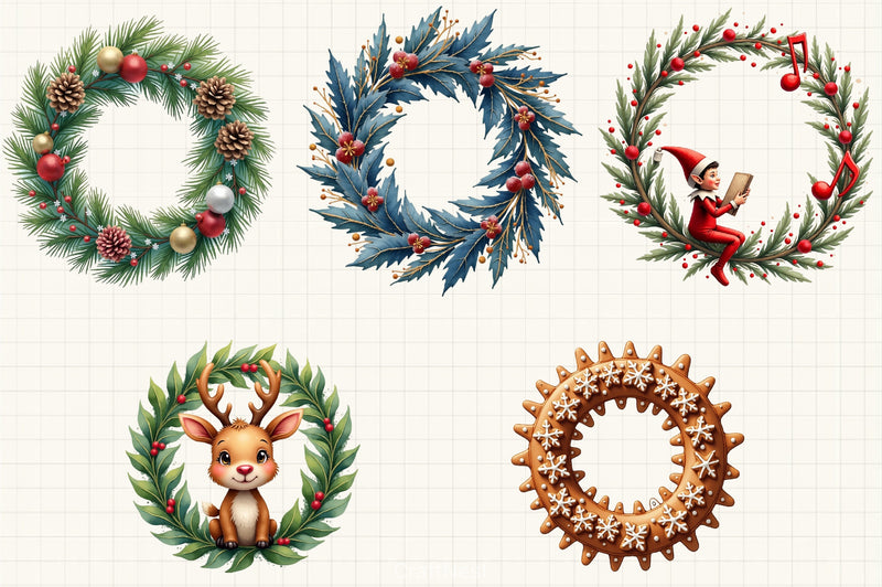 Christmas Wreath Clipart Bundle 8 - CraftNest - Digital Crafting and Art