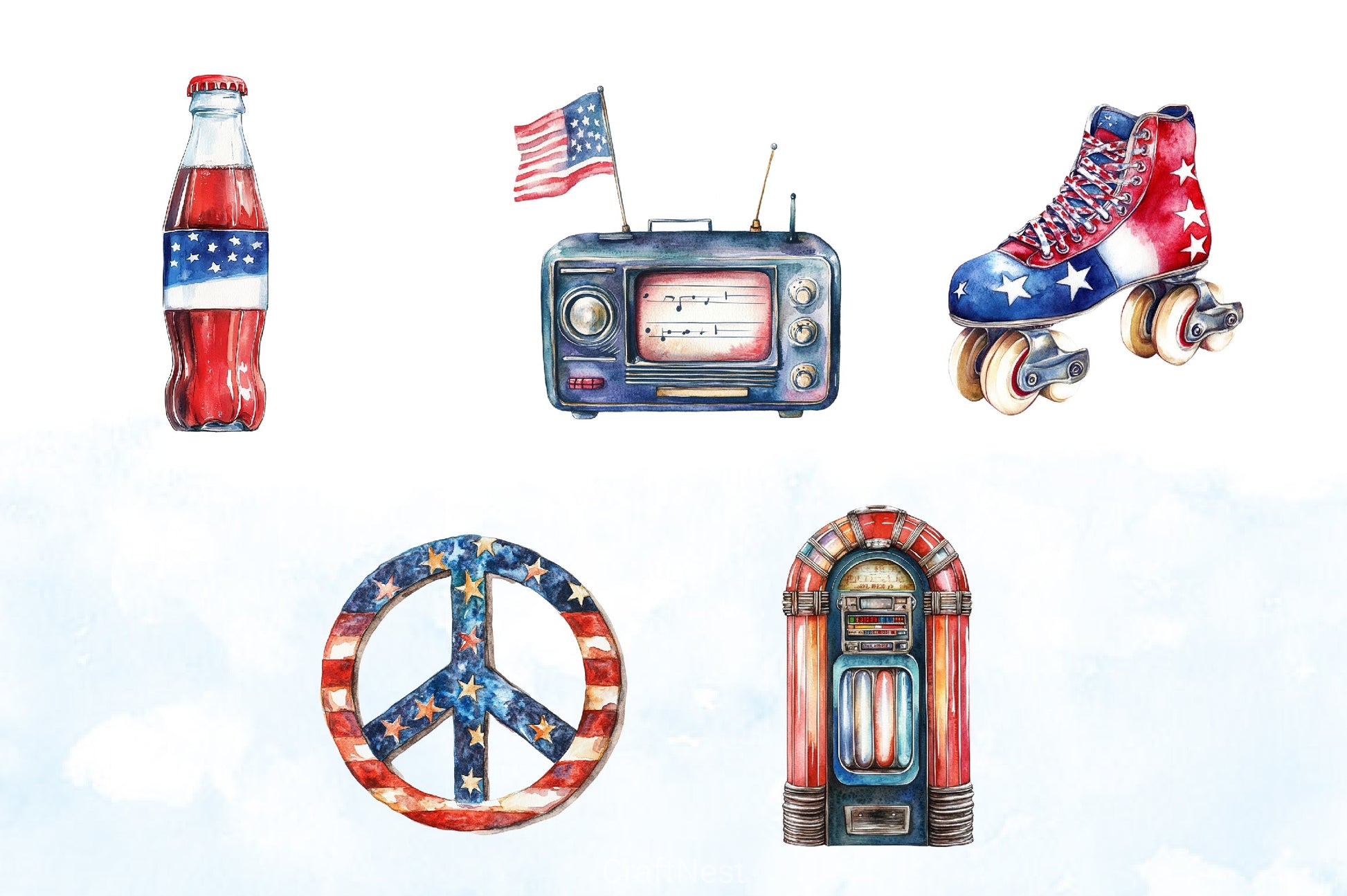 Retro Vintage 4th of July Clipart Bundle - CraftNest - Digital Crafting and Art