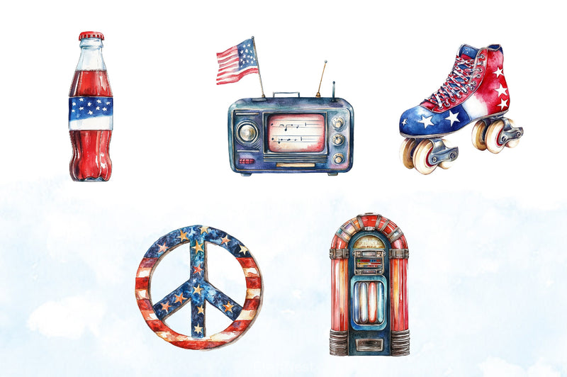 Retro Vintage 4th of July Clipart Bundle - CraftNest - Digital Crafting and Art