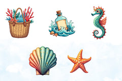 Ocean Boho Summer Clipart Bundle - CraftNest - Digital Crafting and Art