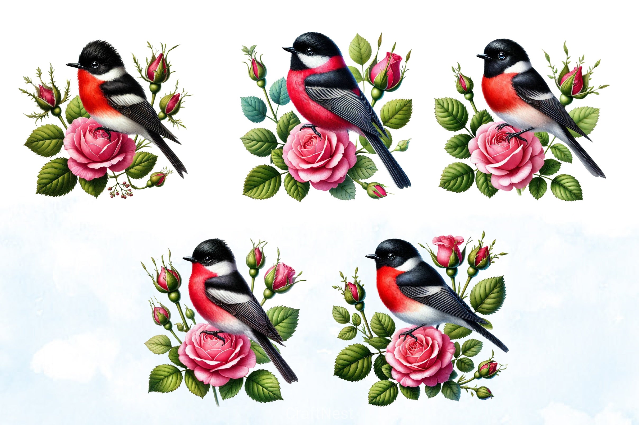 Spring Grosbeak Clipart Bundle - CraftNest - Digital Crafting and Art