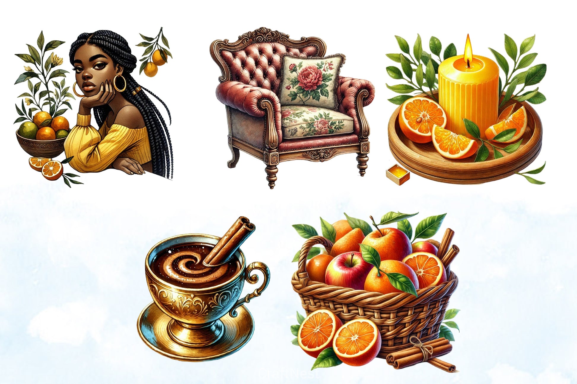 Winter Citrus Clipart Bundle - CraftNest - Digital Crafting and Art