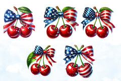 4th of July Cherry Bow Clipart Bundle 4 - CraftNest - Digital Crafting and Art