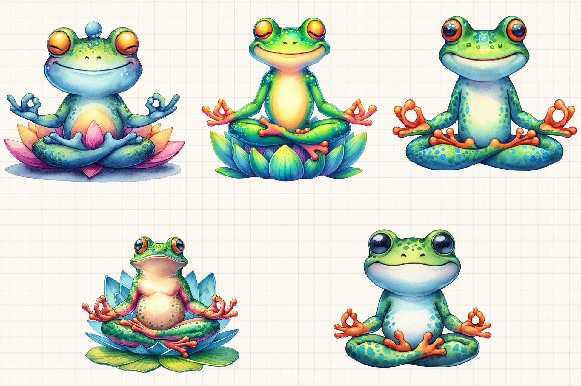 Yoga Frog Clipart Bundle - CraftNest - Digital Crafting and Art