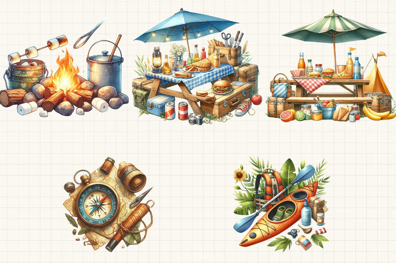 Summer Camping Clipart Bundle 4 - CraftNest - Digital Crafting and Art