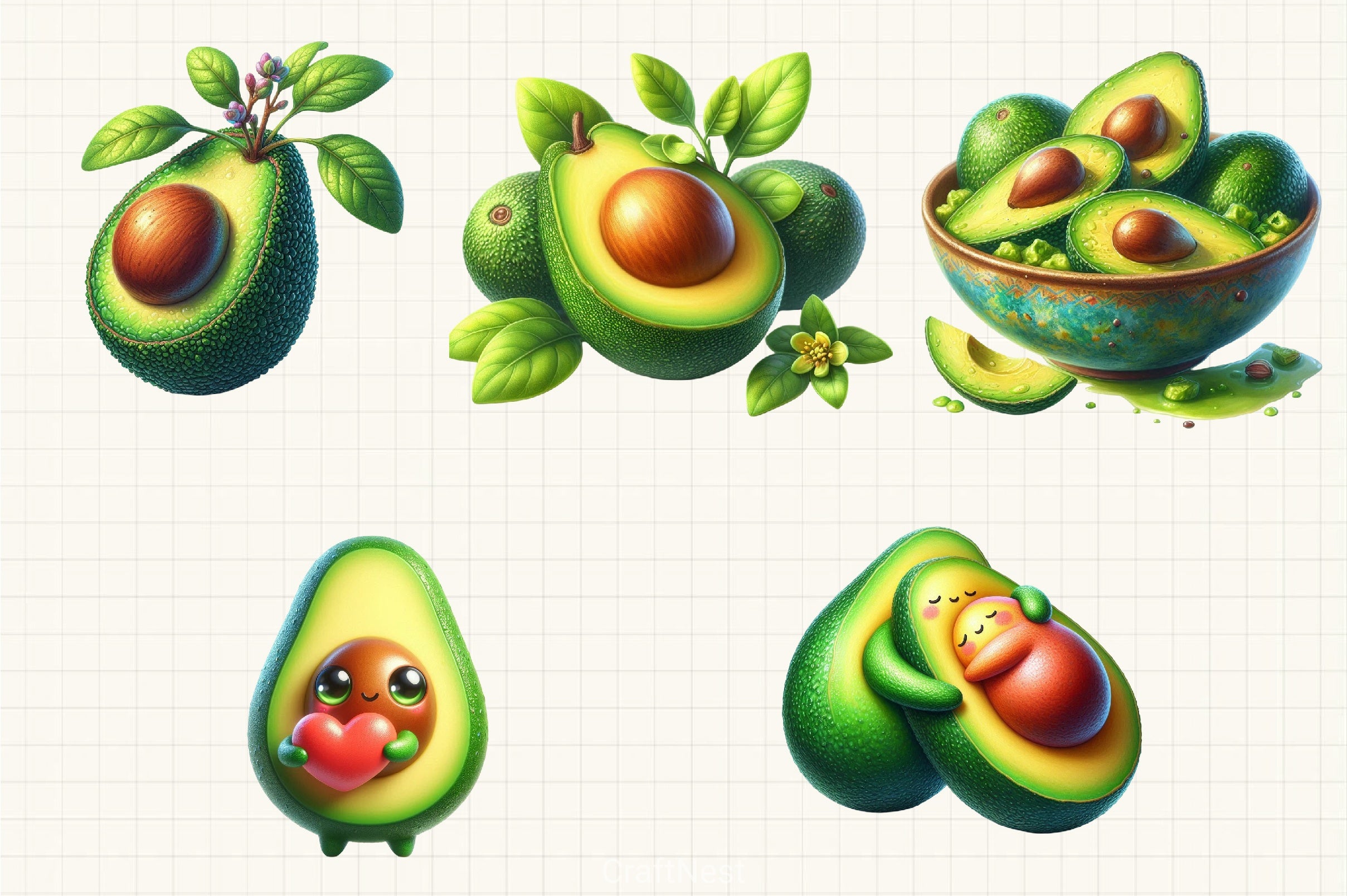 Avocado Clipart Bundle 3 - CraftNest - Digital Crafting and Art