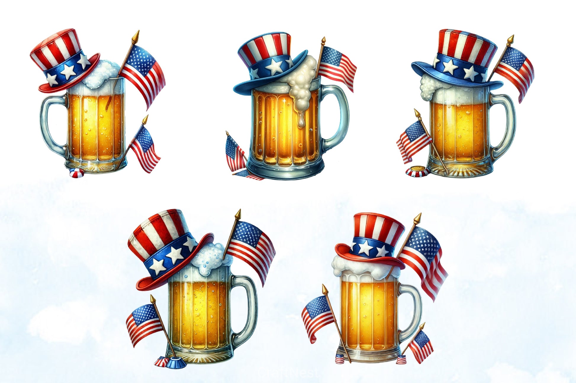 American Patriotic Flag Beer Clipart Bundle - CraftNest - Digital Crafting and Art