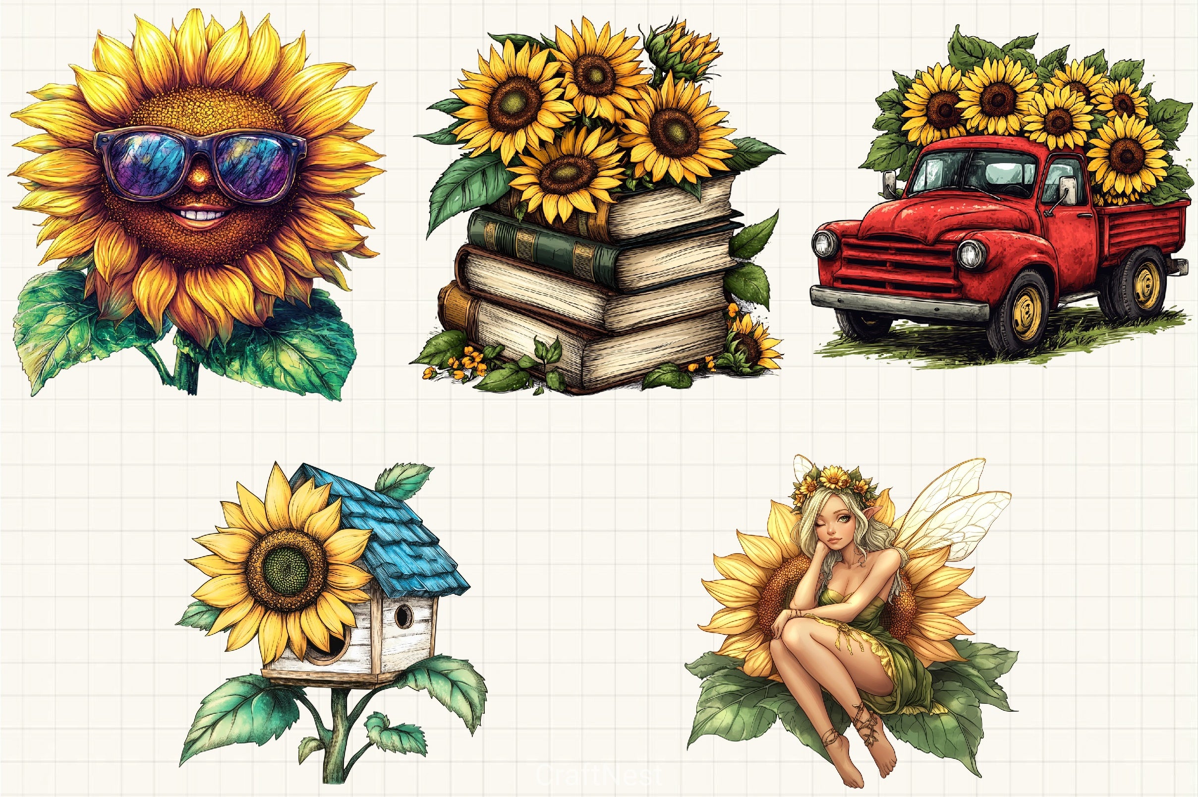 Sunflower Bliss Clipart Bundle - CraftNest - Digital Crafting and Art