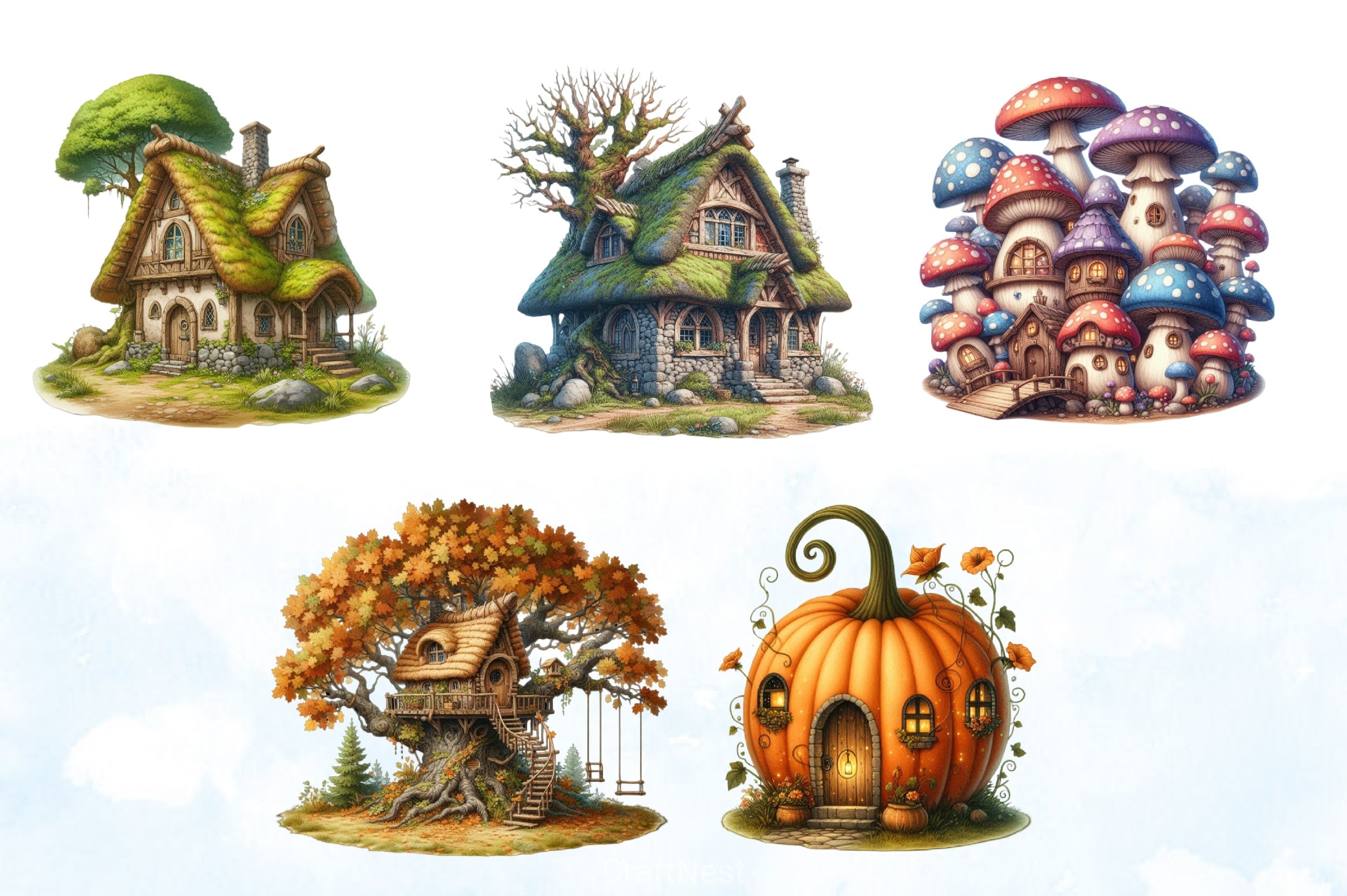 Fairy House Clipart Bundle 5 - CraftNest - Digital Crafting and Art