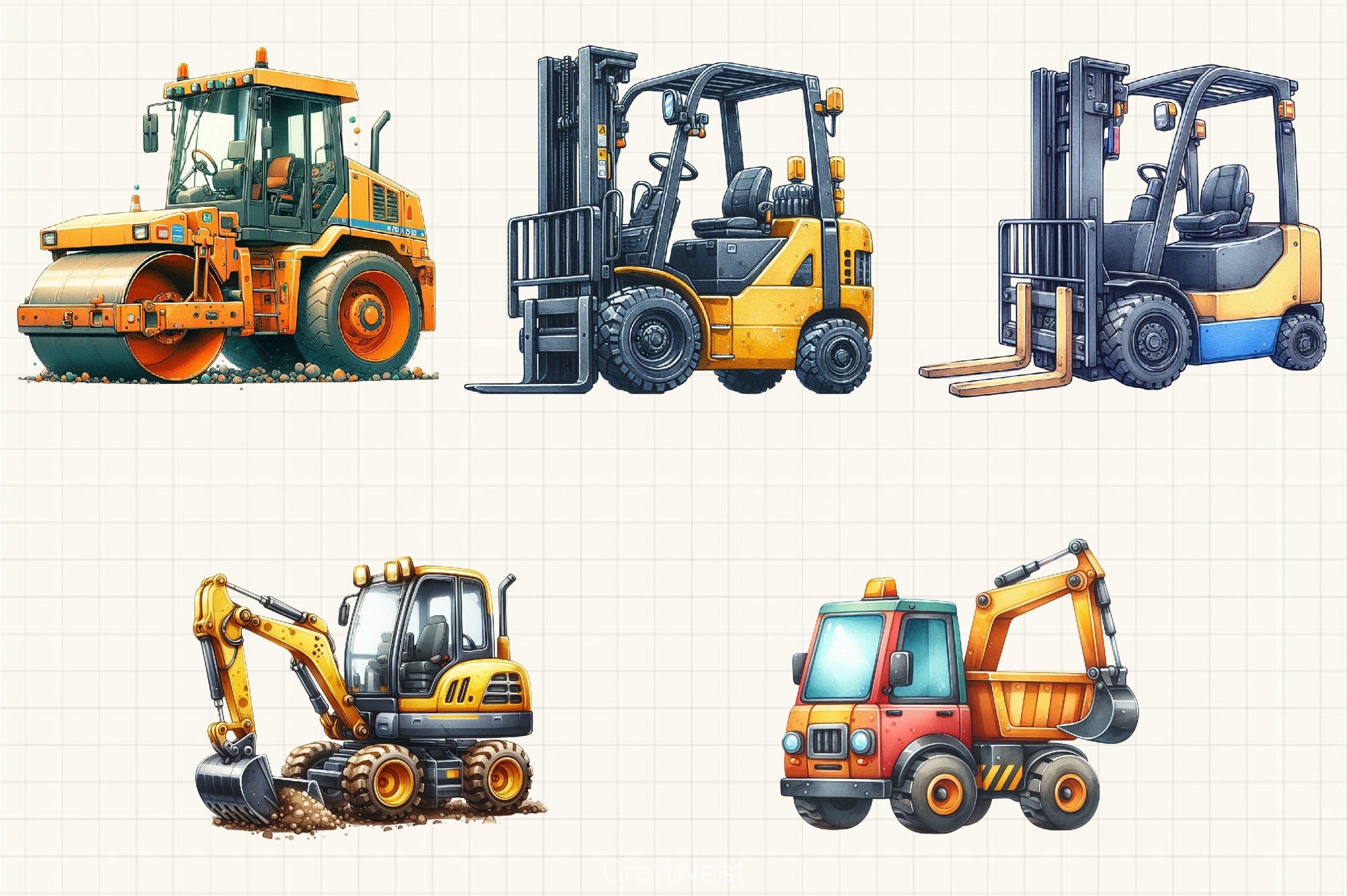 Construction Trucks Clipart Bundle - CraftNest - Digital Crafting and Art