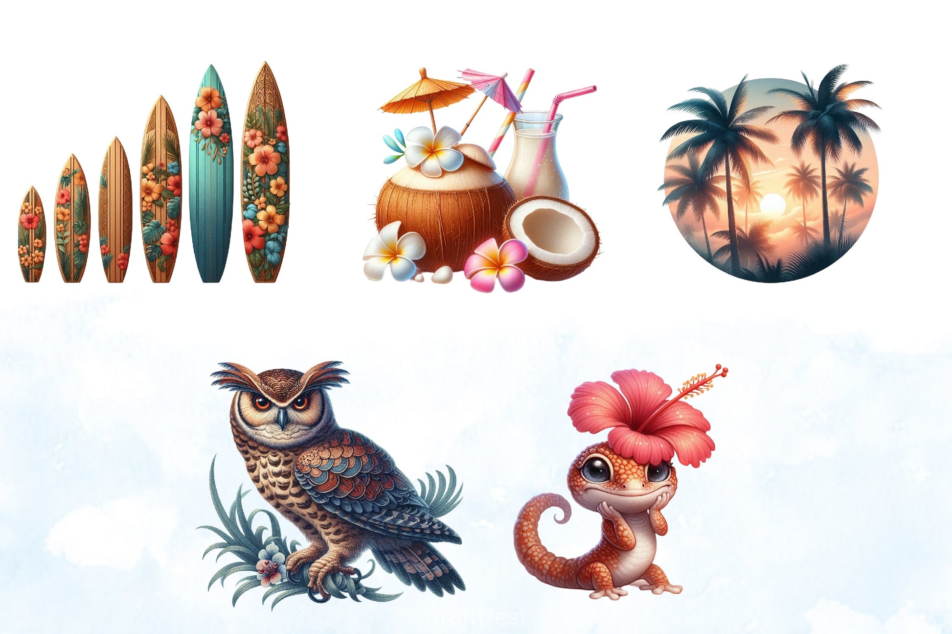 Hawaiian Summer Clipart Bundle 3 - CraftNest - Digital Crafting and Art