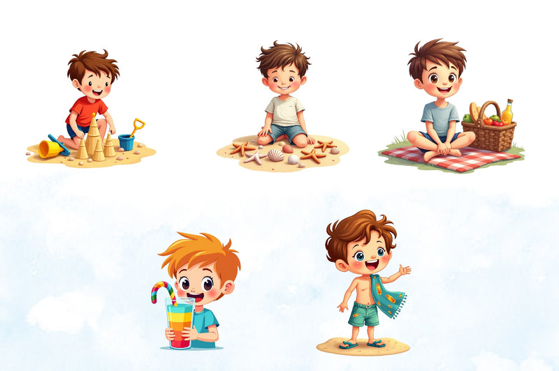 Summer Boy Clipart Bundle - CraftNest - Digital Crafting and Art