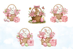 Pink Pastel Easter Bunny Clipart Bundle - CraftNest - Digital Crafting and Art