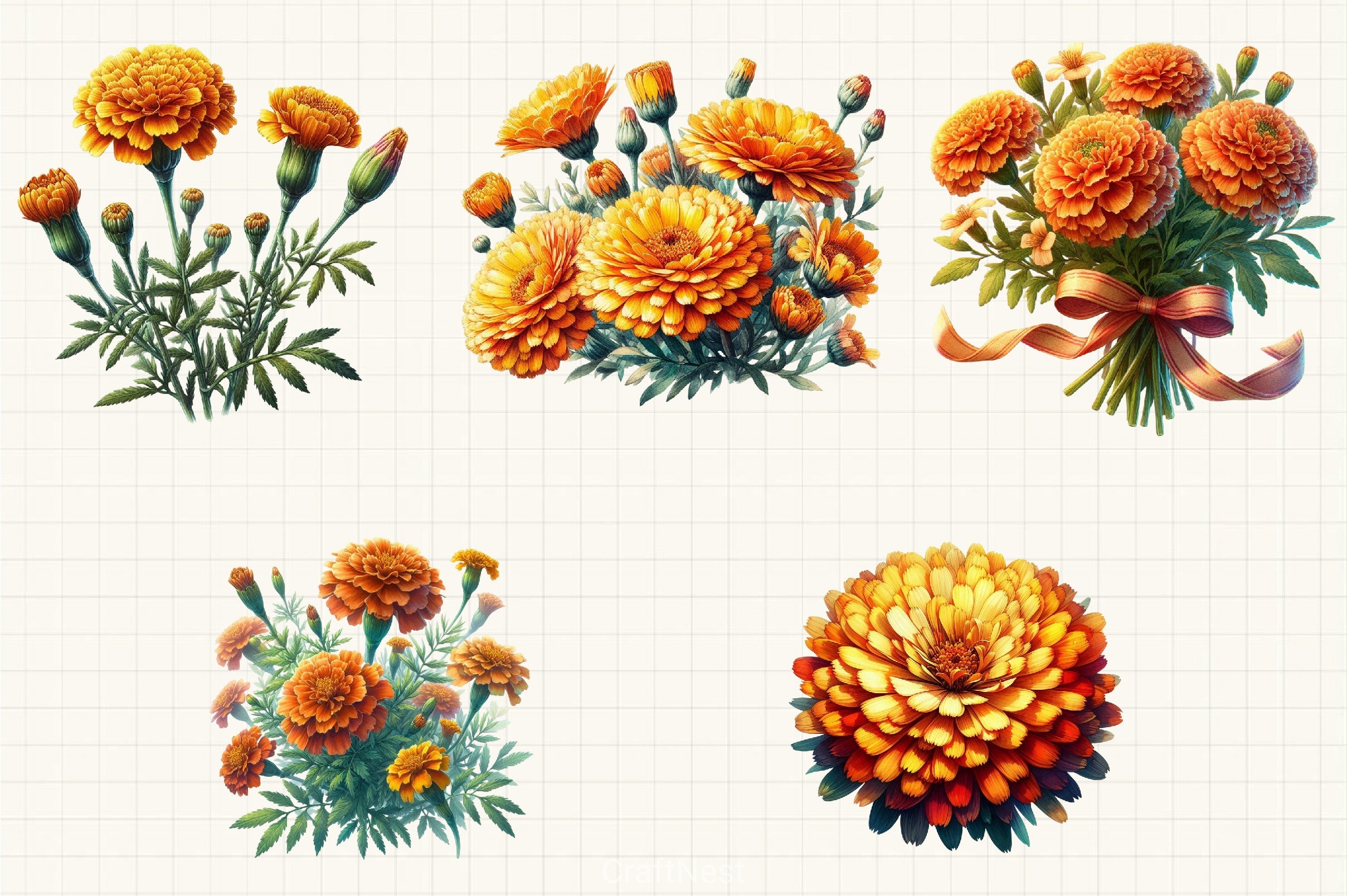 Marigold Clipart Bundle - CraftNest - Digital Crafting and Art