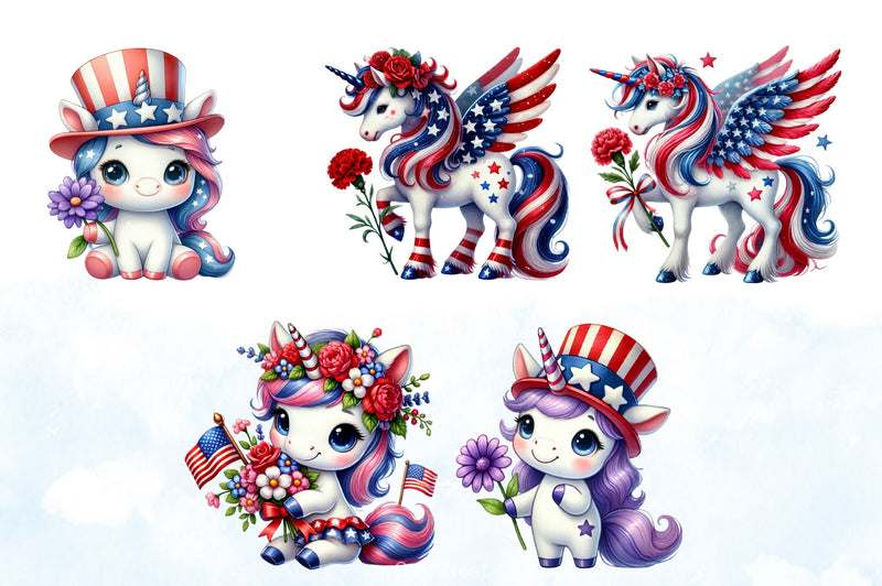 4th of July Unicorn Clipart Bundle 5 - CraftNest - Digital Crafting and Art