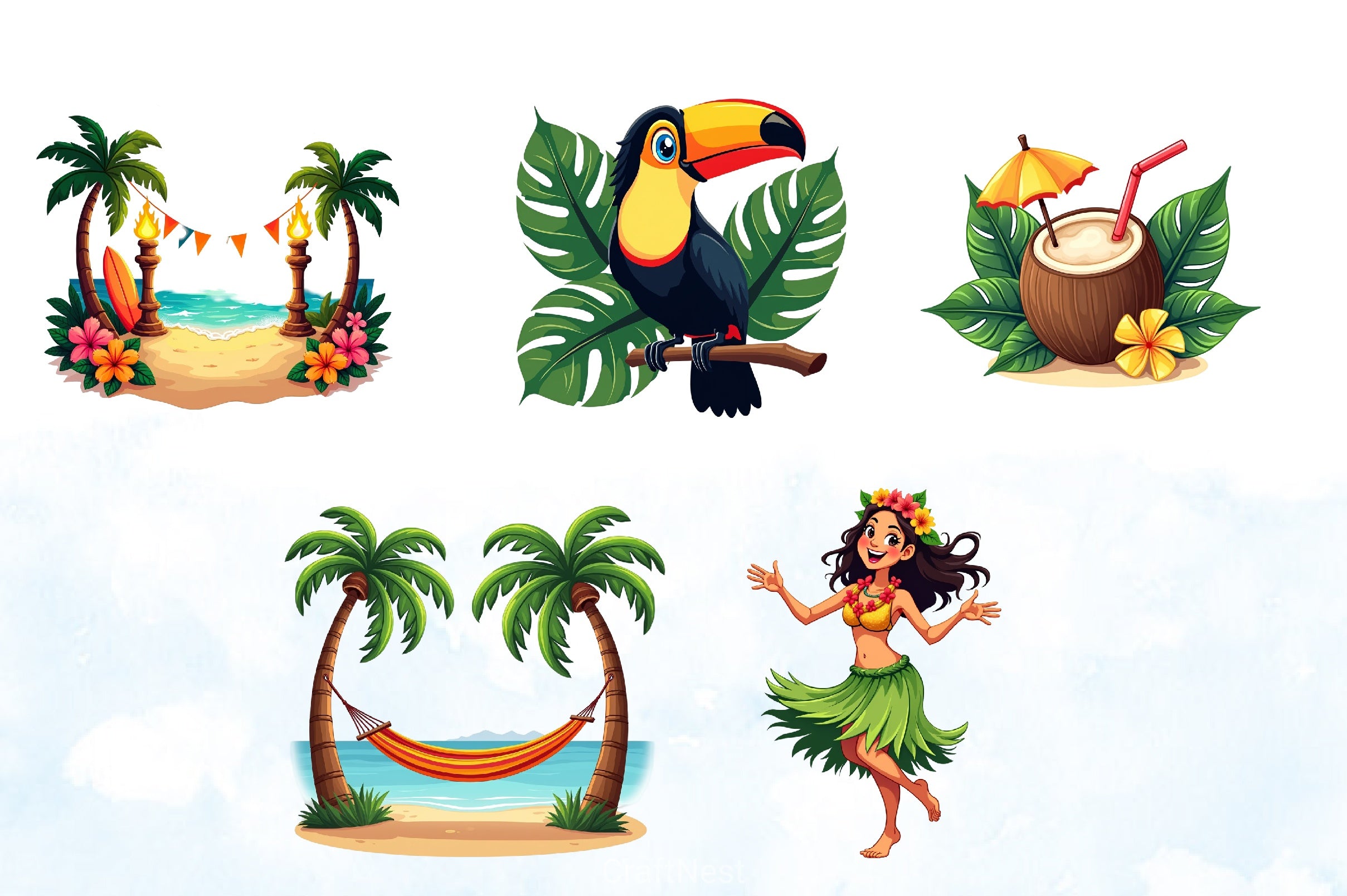 Hawaiian Summer Clipart Bundle 1 - CraftNest - Digital Crafting and Art