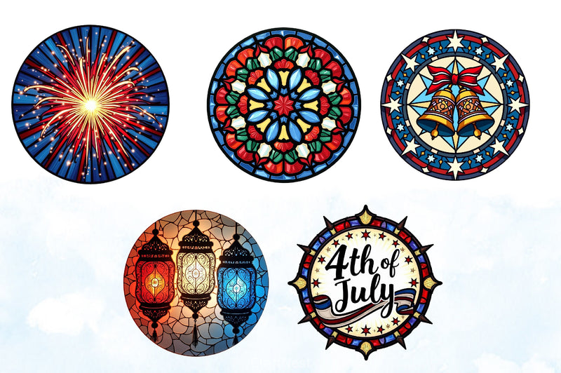4th of July Stained Glass Clipart Bundle - CraftNest - Digital Crafting and Art