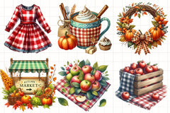 Gingham Autumn Clipart Bundle 4 - CraftNest - Digital Crafting and Art