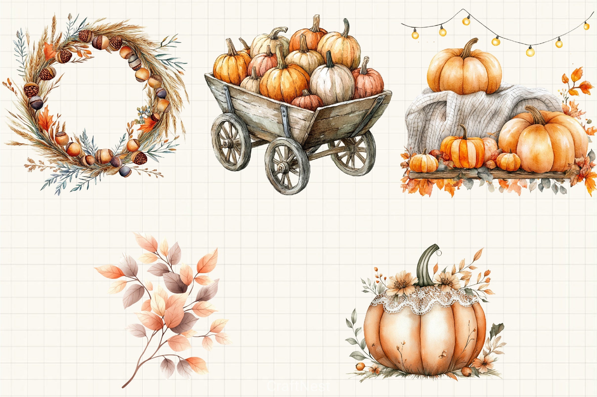 Neutral Autumn Clipart Bundle 7 - CraftNest - Digital Crafting and Art