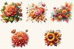 Autumn Flower Clipart Bundle 1 - CraftNest - Digital Crafting and Art