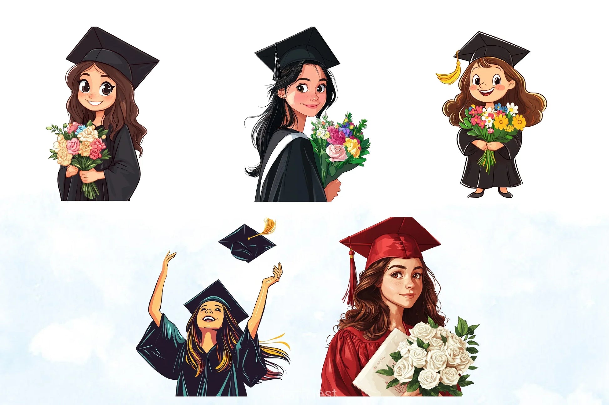 Graduation Girl Clipart Bundle - CraftNest - Digital Crafting and Art