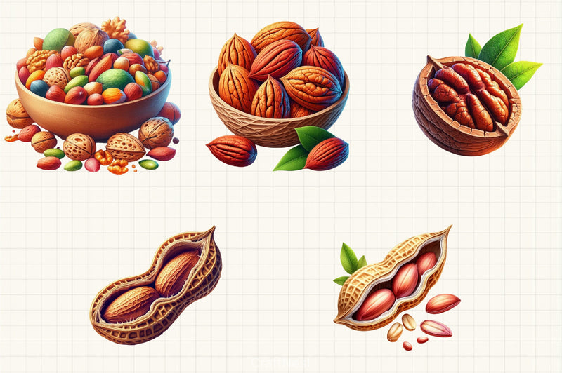 Nuts Clipart Bundle 4 - CraftNest - Digital Crafting and Art