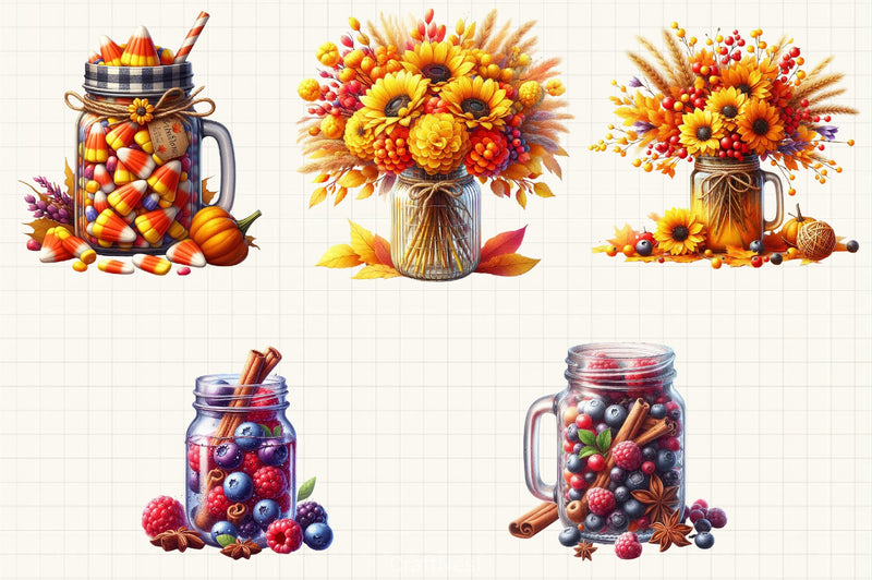 Fall Mason Jars Clipart Bundle - CraftNest - Digital Crafting and Art