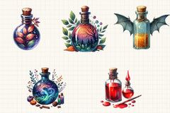 Halloween Potion Bottles Clipart Bundle - CraftNest - Digital Crafting and Art