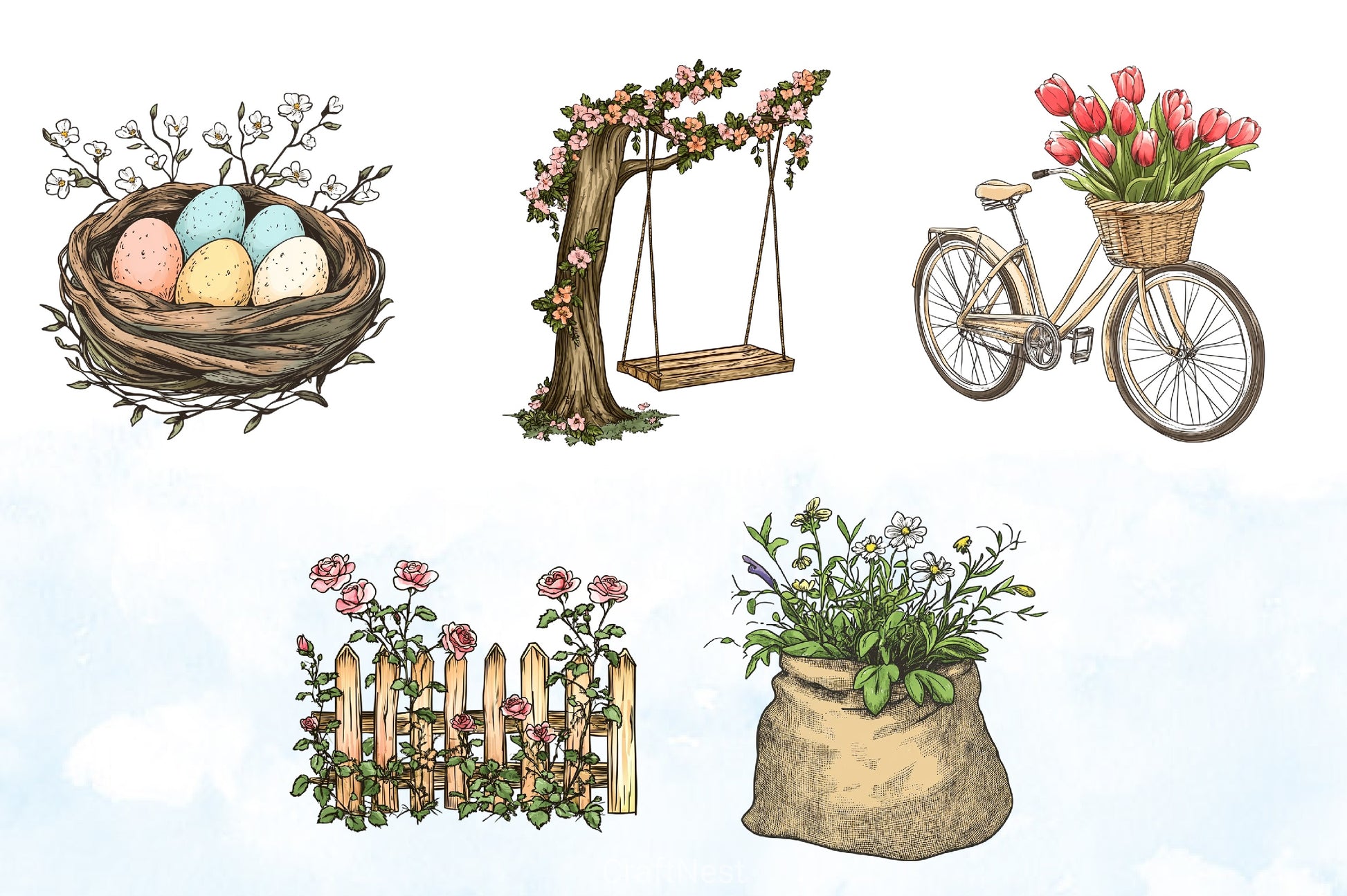 Rustic Spring Clipart Bundle - CraftNest - Digital Crafting and Art