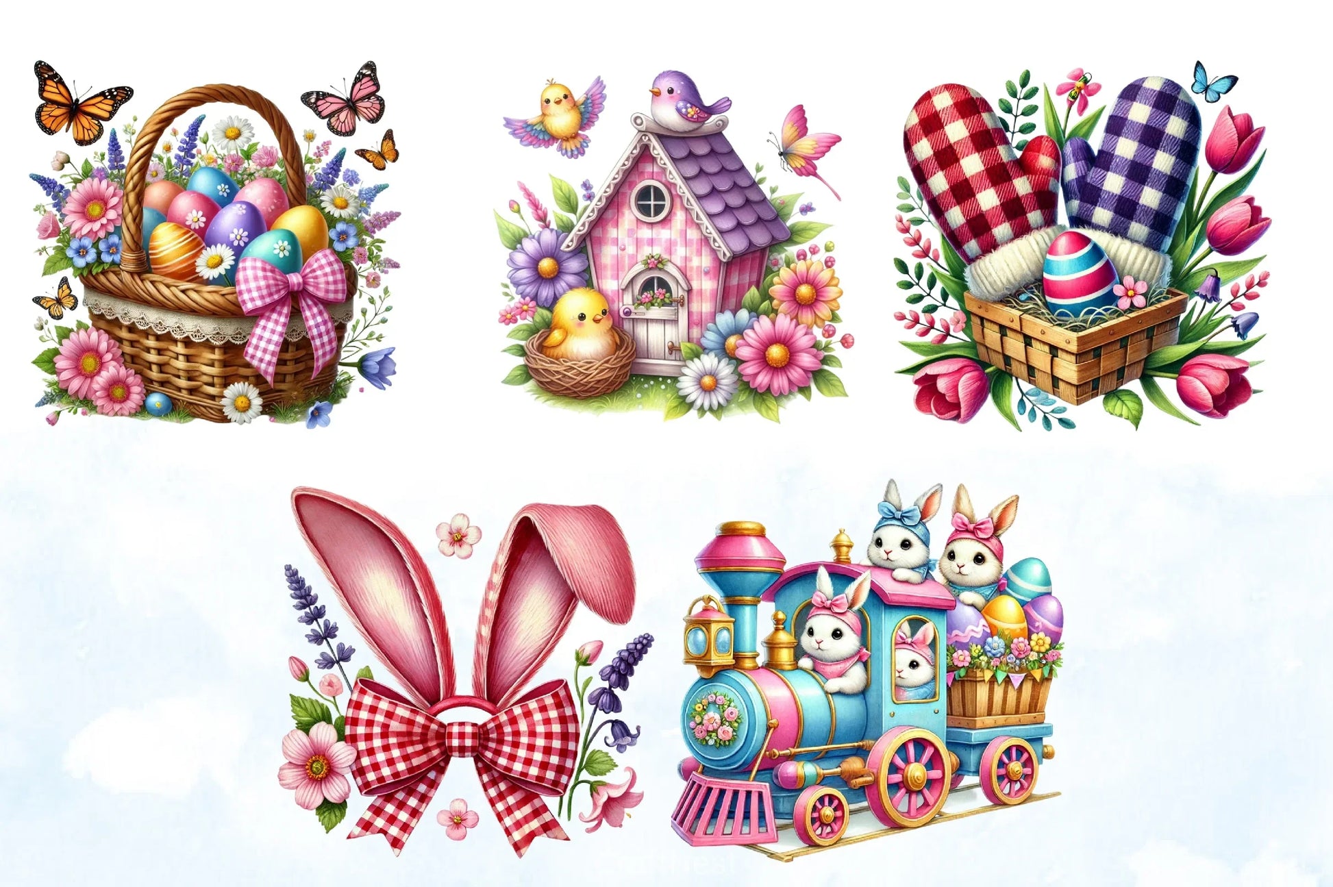 Pink Easter Gingham Clipart Bundle - CraftNest - Digital Crafting and Art