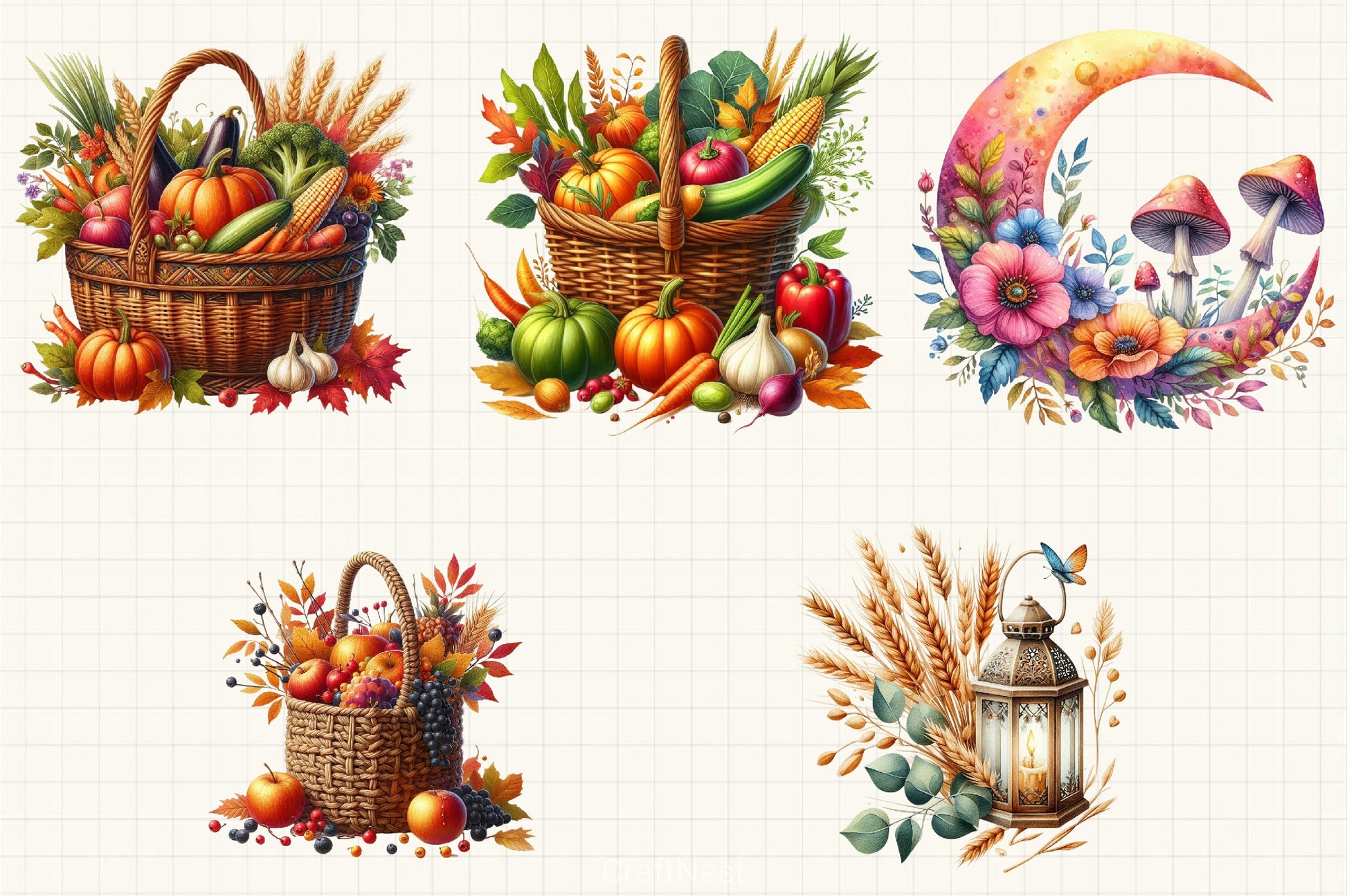 Boho Autumn Clipart Bundle - CraftNest - Digital Crafting and Art