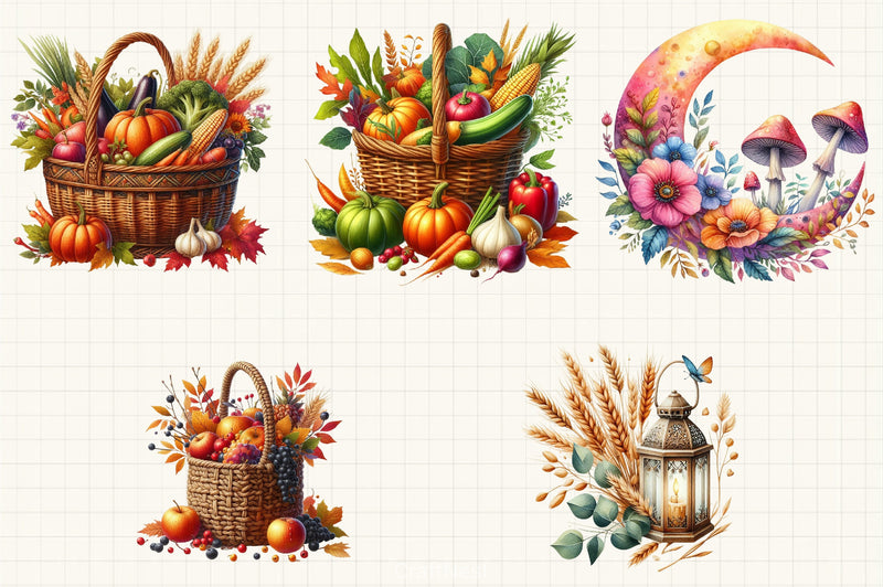 Boho Autumn Clipart Bundle - CraftNest - Digital Crafting and Art