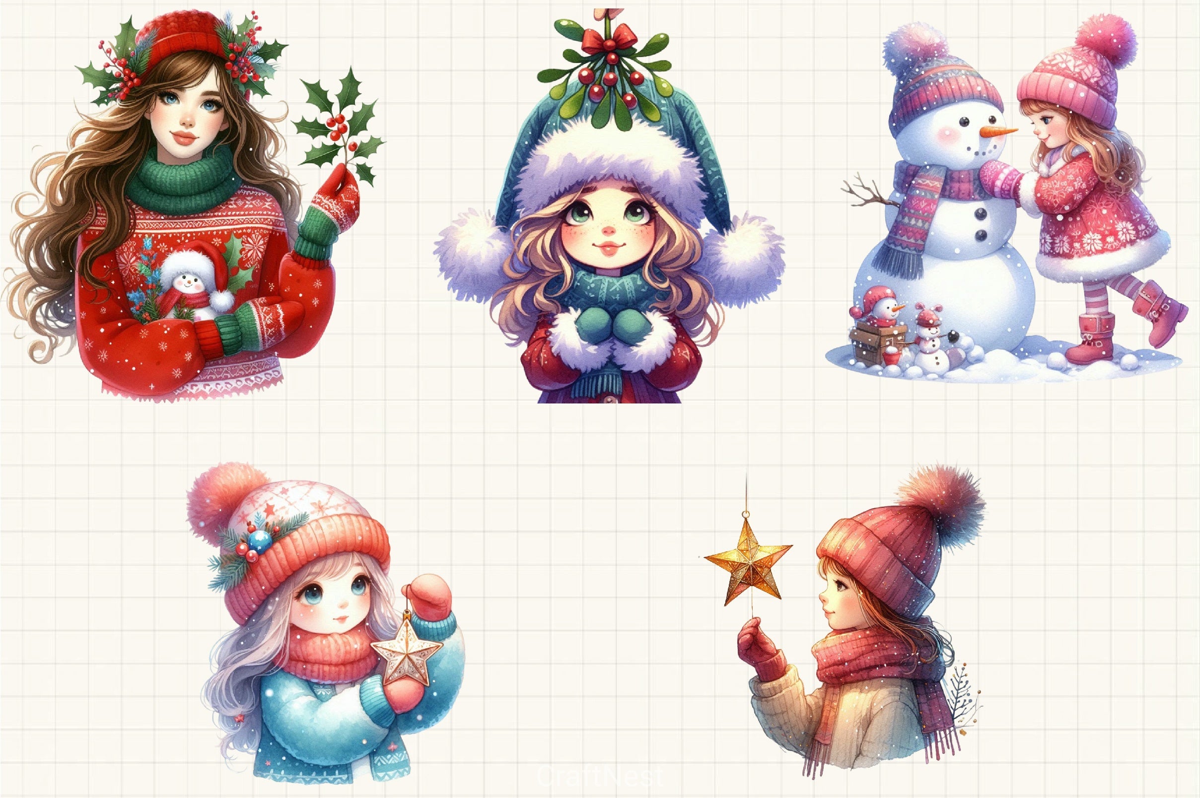 Christmas Winter Girl Clipart Bundle 2 - CraftNest - Digital Crafting and Art
