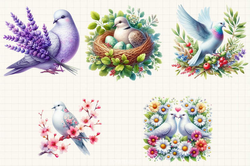Spring Doves Clipart Bundle 7 - CraftNest - Digital Crafting and Art