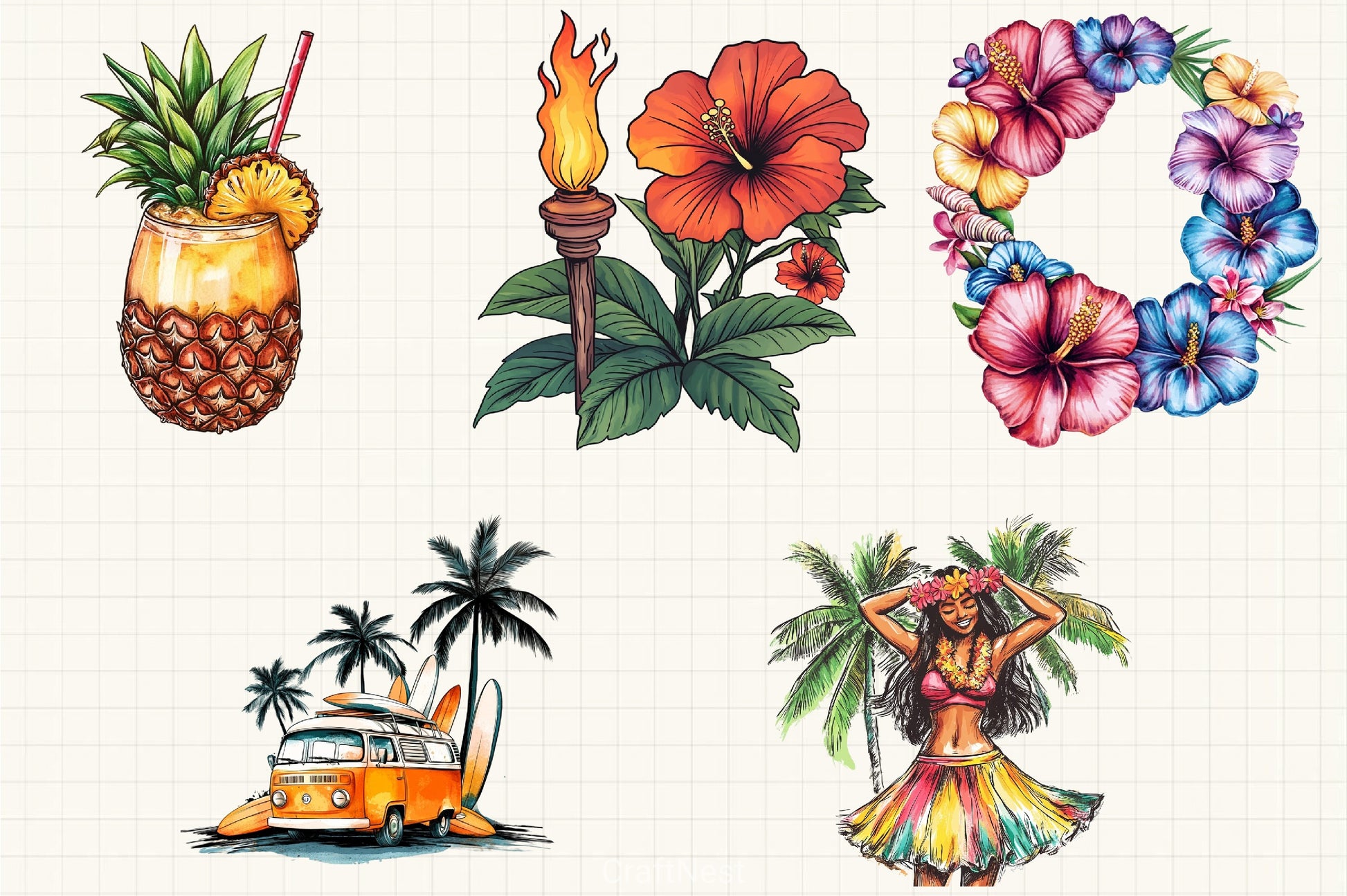 Hawaii Clipart Bundle 1 - CraftNest - Digital Crafting and Art
