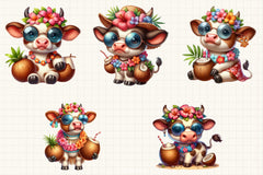 Hawaii Funny Cows Clipart Bundle - CraftNest - Digital Crafting and Art